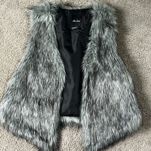 Gray faux fur vest